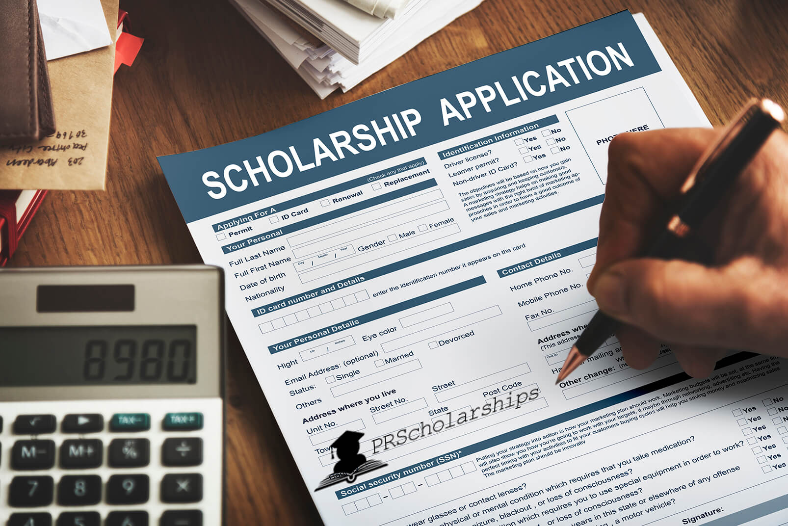 A scholarship application form image telling about government level scholarships